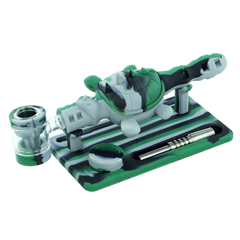 

Hot turtle shape silicone titanium nail silicone pipe set metal pipe