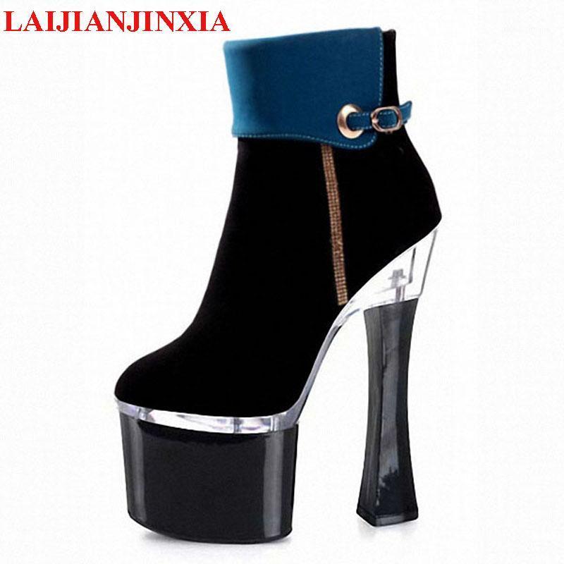 

LAIJIANJINXIA Brand Boots 7 Inch Stiletto With Platform Sexy Women's Boots 18cm High Heel Ankle Super High Dress Shoes1, C099 a