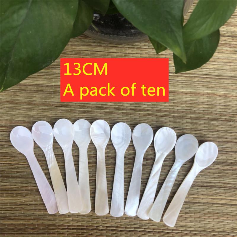 

Natural Shell White Spoon Coffee Spoon Tableware Restaurant Hotel Condiment Honey Dessert Scoop of Caviar 13 cm