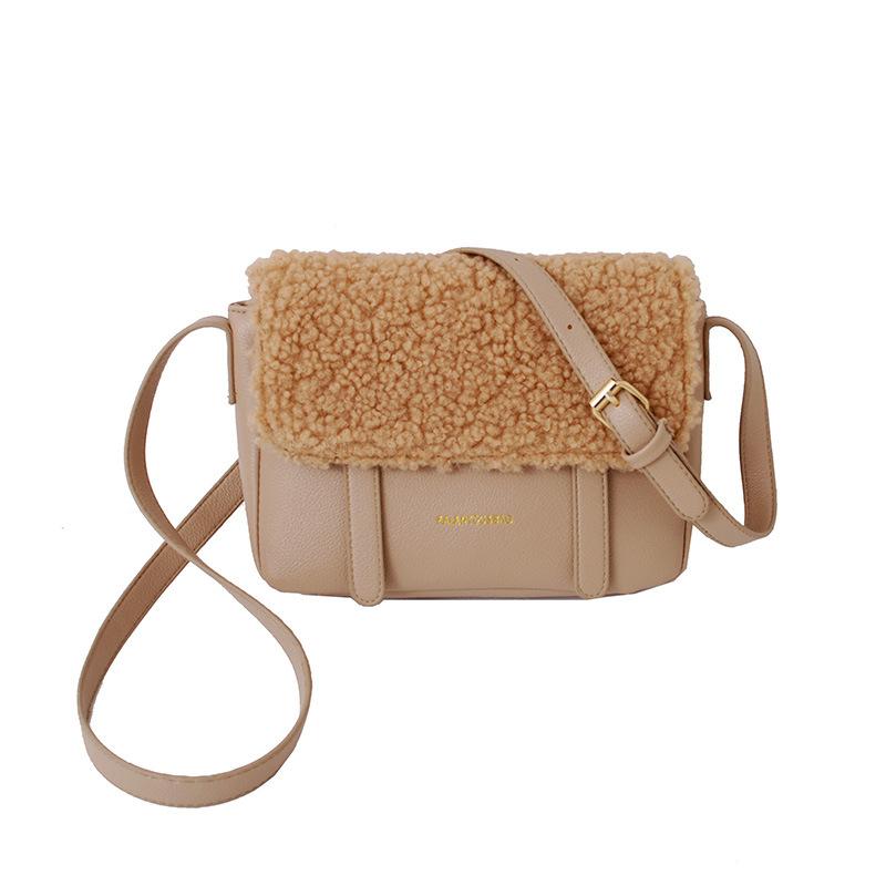 

2021 Hanfeng new fashion Plush bag net red women's bag versatile lamb hair postman, Black