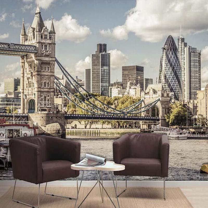 

Drop Shipping Custom 3D Photo Wallpaper European Style London Bridge City Landscape TV Background Wall Murals Wallpaper1, As pic