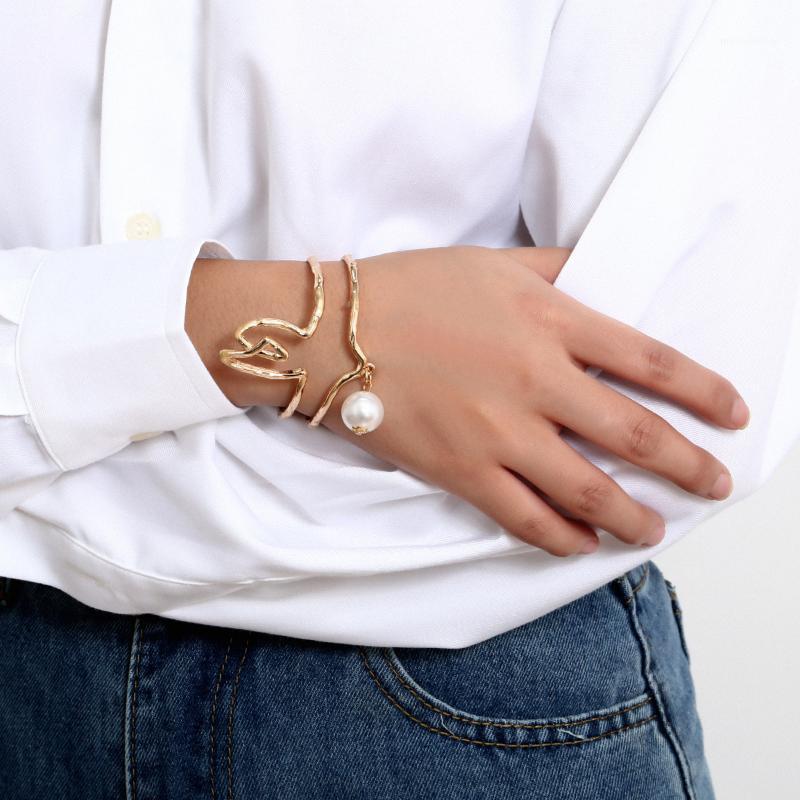 

Fashion Gold Color Beads Pearl Beaded Bracelet for Women Girl Charm Party Jewelry Gift1