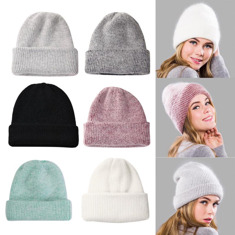 

Unisex Women Mens Knitted Winter Warm Ski Slouch Hat Cap Beanies Cuffed, White
