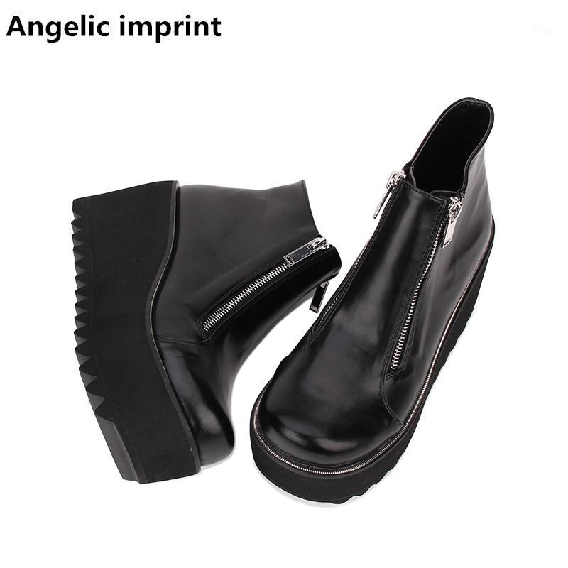 

Angelic imprint mori girl Women punk motorcycle boots lady lolita short Boots woman high trifle heels pumps wedges shoes 33-471, Black