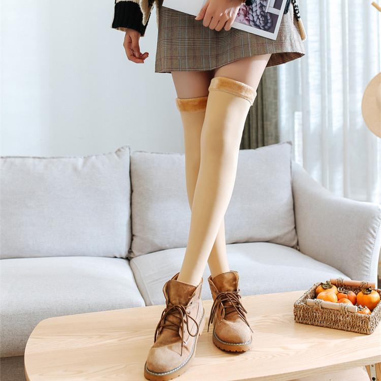 

Winter Sexy Women Long Stockings Cashmere Socks Warm Thigh High Socks For Ladies Girls New Fashion Striped Knee Women