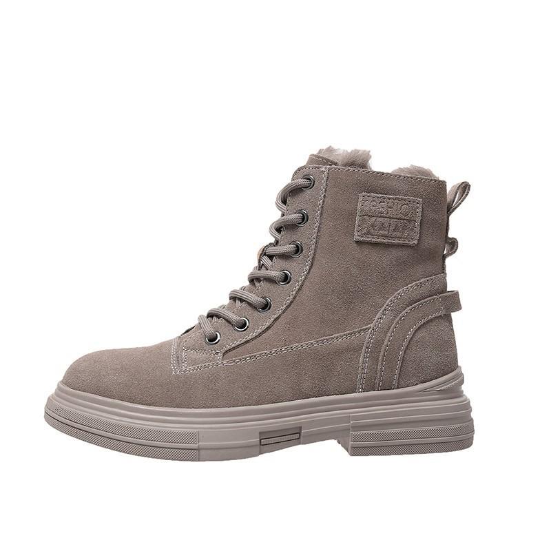 

2020 winter new snow boots women's fur one autumn and winter boots plus velvet thick cotton shoes short, Black