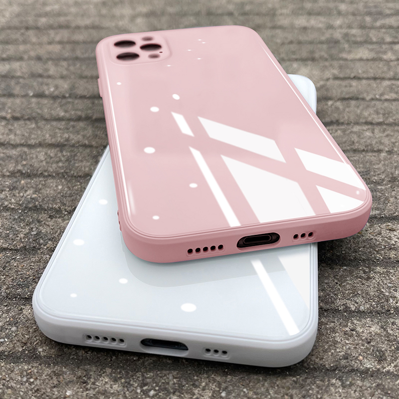 

Luxury Square Tempered Glass Phone Cases For iPhone 13 11 12 Pro Max Mini XS XR X 7 8 Plus SE2020 Silicone Hard Back Cover