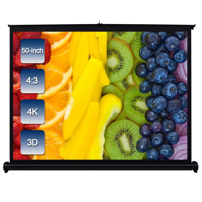 

50inch Handheld Projector Screen 4:3 Projection Screen Manual Pull Up Folding Projecting Home Theater for DLP Projector