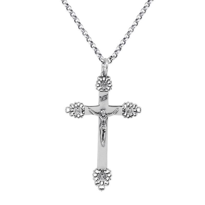 

and S925 European American Silver Cross Punk Retro Hip-hop Fashion Couple Necklace Dk0c