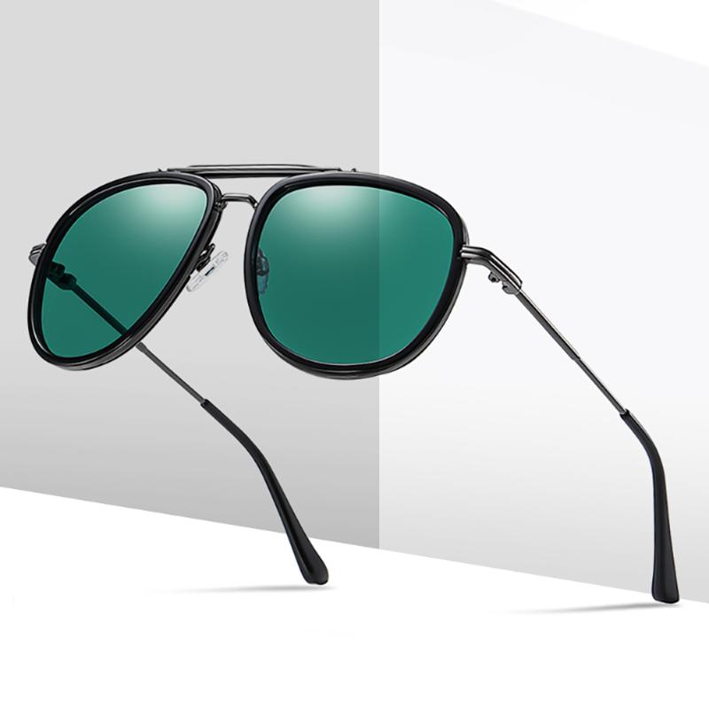 

New Arrival Classic Unisex Fashion Good Vision Men Double Bridge Square Metal Young People Polarized Sunglasses JD2006