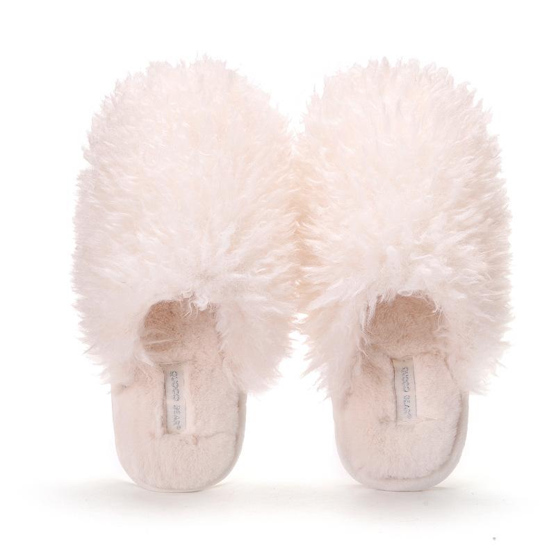 

Home Women Slippers Winter Warm Fluffy Slippers Slip on Flats Slides White Female Faux Fur Slides Plush Mules Female Footwear, Black