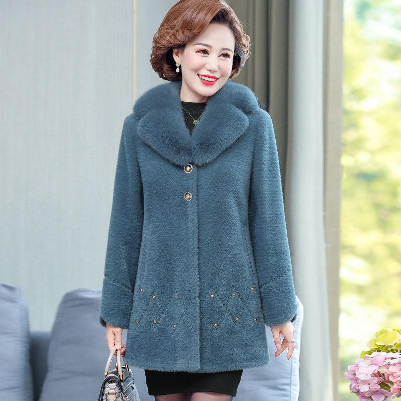 

Women 2021 Autumn Winter Cashmere Fur Coat Female Faux Fur Soft Coats Thicken Warm Wool Jacket Ladies Plus Size Outerwear S692, Beige