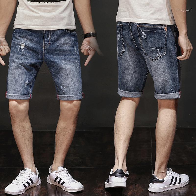 

Men's Jeans Brand Clothing 98% Cotton Breathable Denim Shorts Plus Size Summer Five-point With Hollow Short, X229