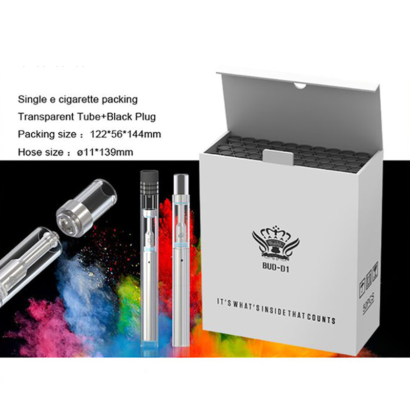 

BUD D1 Disposable Vape Pen kits 0.5ml Empty Ceramic Coil Glass Tank 310mAh Battery Huge Vapor Disposable Vape Pens E cigarettes