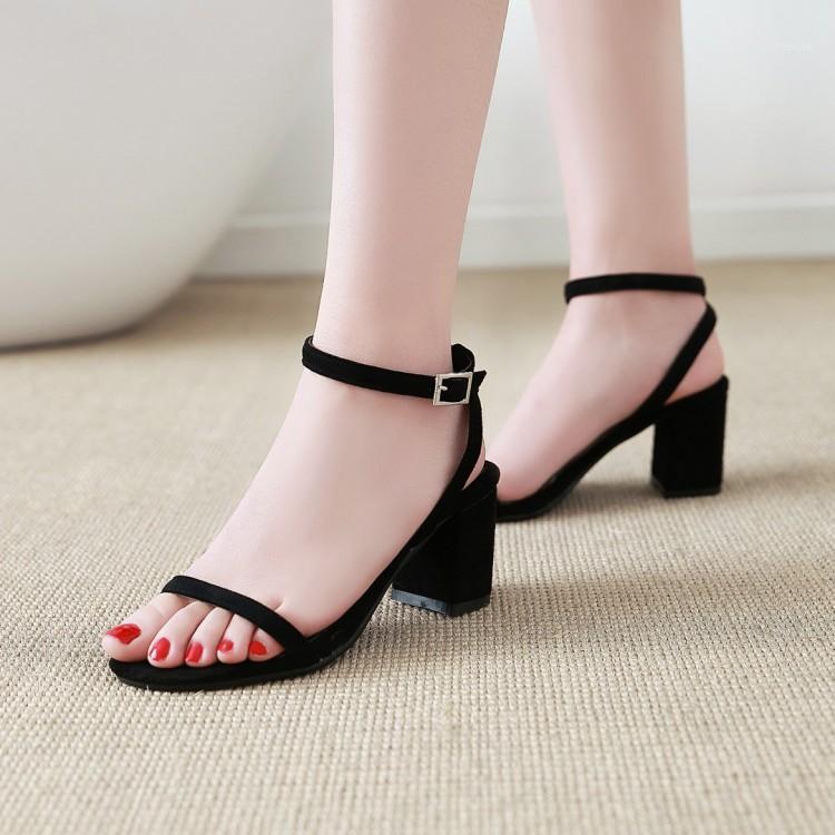 

Big Size 9 10 11-15 high heels sandals women shoes woman summer ladies Foot ring with suede buckle1, Black