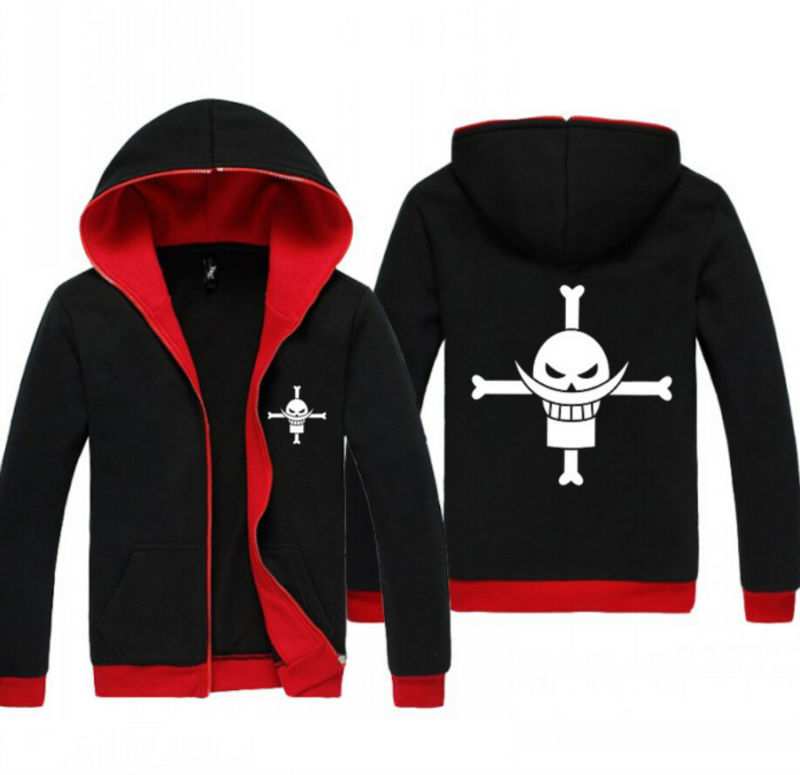 

2021 New Anime One Piece Edward Newgate Luffy Red and Black Clothing Casual Sweatshirt Hoodie Unisex Coat Jacket 7j57