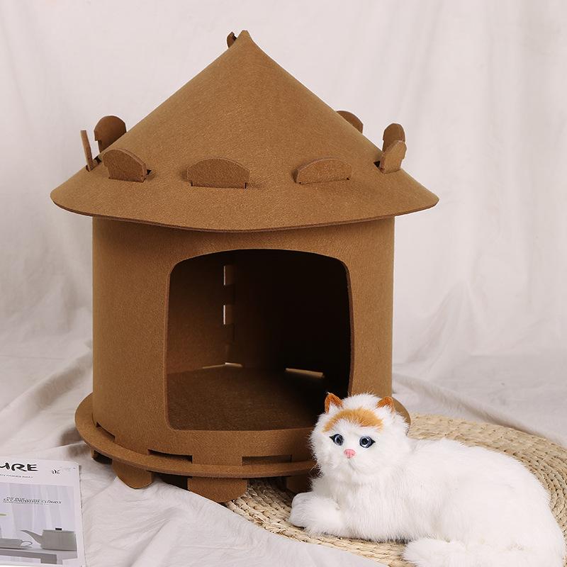 

Warm Pet Cat House Cave Beds Puppy Dog Sleeping Bag Yurt Shaped Cat Cushion House Beds for Cats Puppy Pet Products