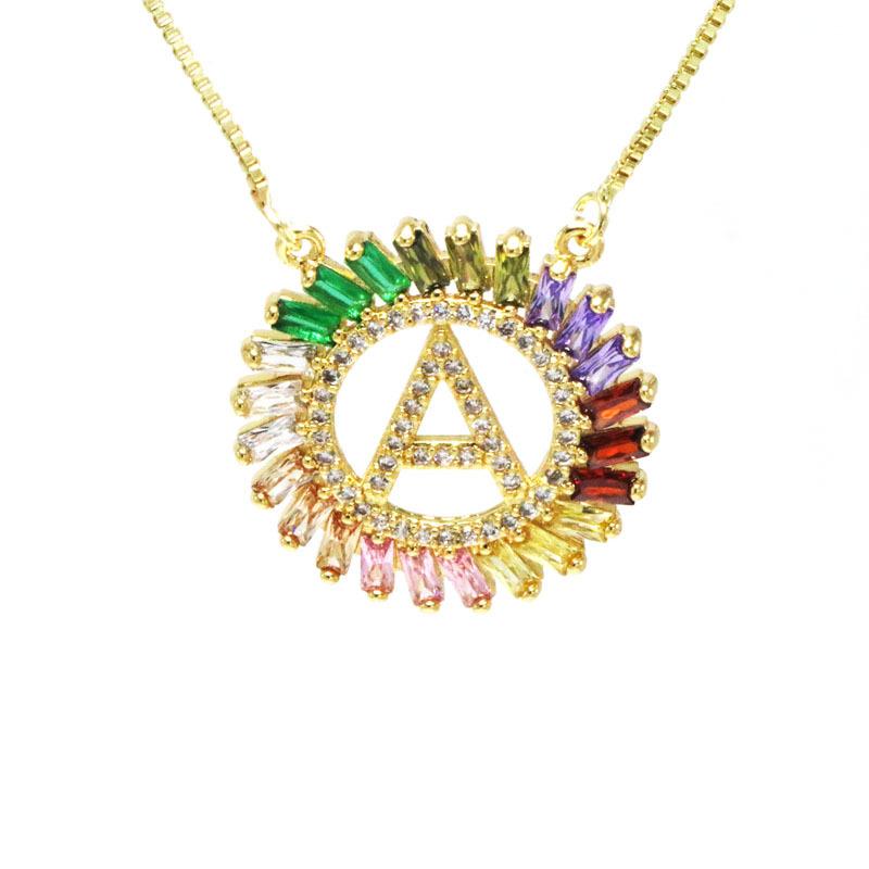 

Chains Ladies High Quality Fashion Color 26 English Surname Pendants Necklace Clavicle Chain CZ Sweater Banquet Jewelry