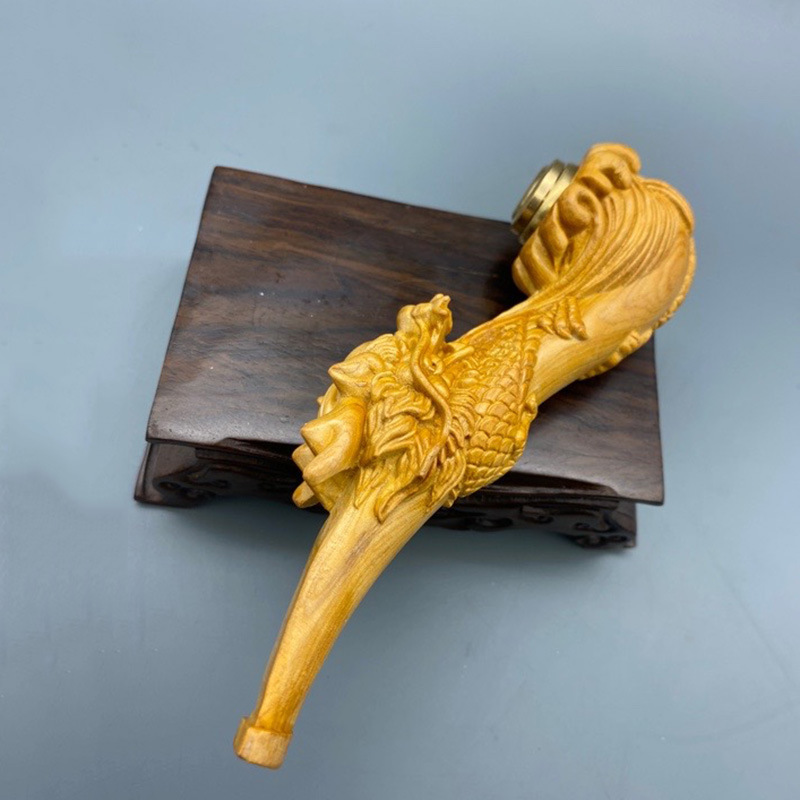 

dragon smoke pipe creative carved wooden cigarette holder red sandalwood solid wood filter hand pipes