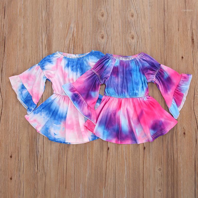 

Fall Fashion Toddler Baby Girls Tie Dye Dress Off Shoulder Ruffle Flare Half Sleeve Party Princess Dress Playwear Sundress1