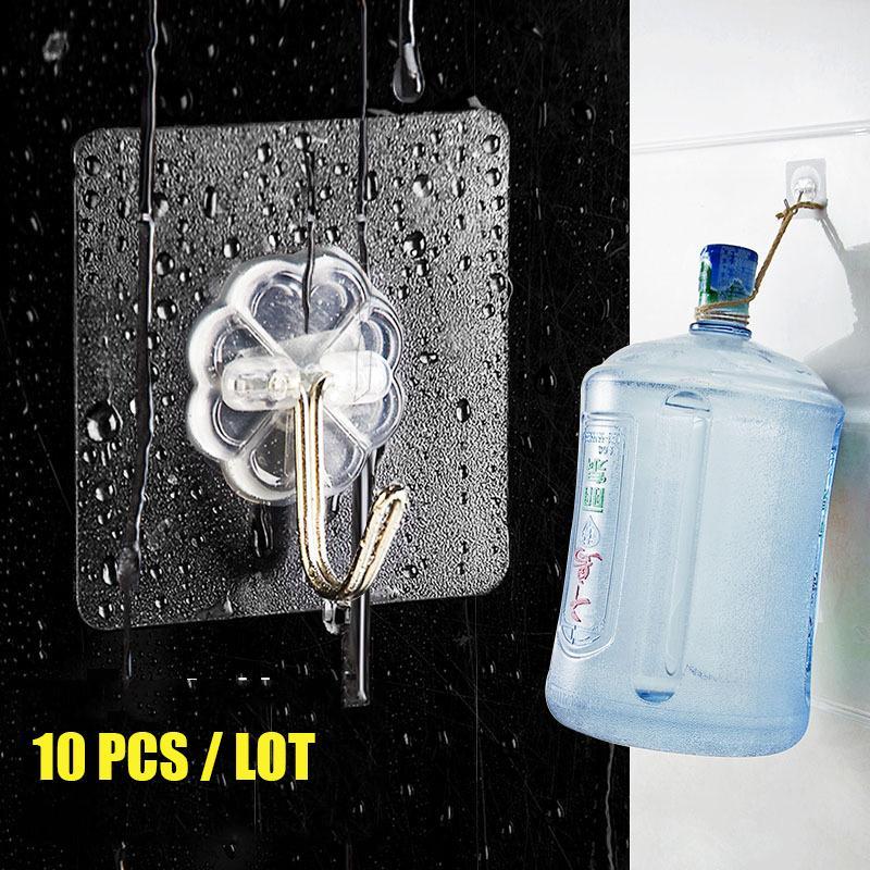 

10 Pcs /Lot Clear Wall Hanger Waterproof Oilproof Strong Sticking Wall Hanger Kitchen Bathroom Self Hooks Stick1