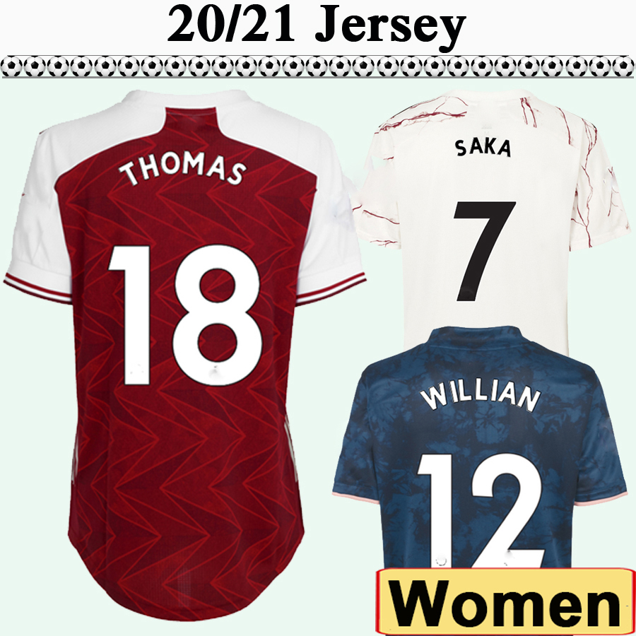 

2020 2021 Women TIERNEY SAKA WILLIAN Soccer Jerseys MAITLAND-NILES THOMAS PEPE Home Red Away White 3rd Blue Football Shirt Lady Uniforms, Nv623 2021 home premie. leagu. patch