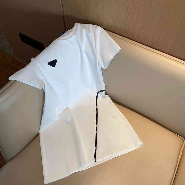 

2022 Factory Wholesale New summer simple light mature style side ribbon letter dress women' loose and fashionable mid long skirt pa120115, White
