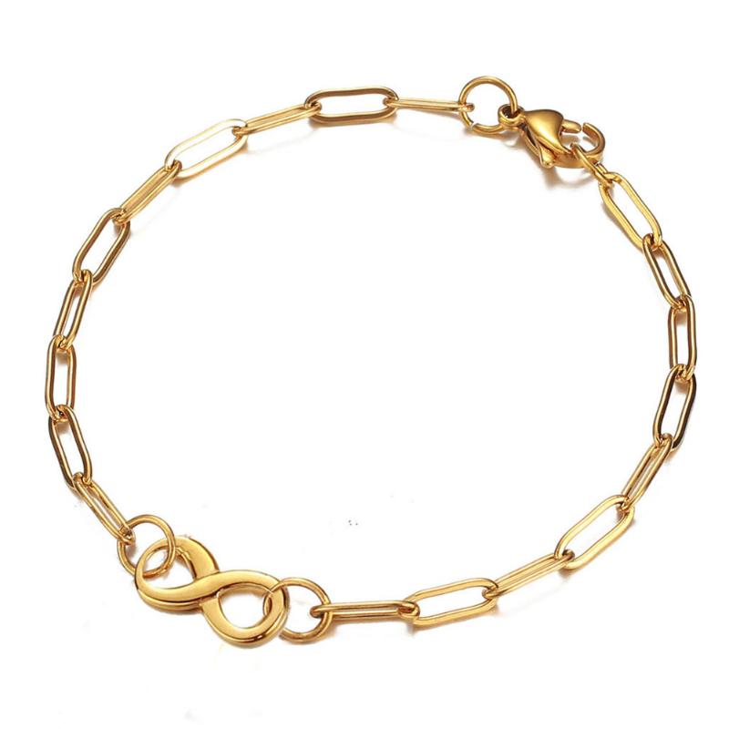 

New Fashion Stainless Steel Square Chain Infinity Charms Bracelet For Woman Number 8 Bracelet Jewelry