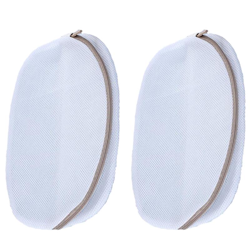 

2 Pcs Mesh Bags Clothes Bags Recyclable Folding Zipper Closure Economical White Clothes Organizers Shoes Washing Travel Org