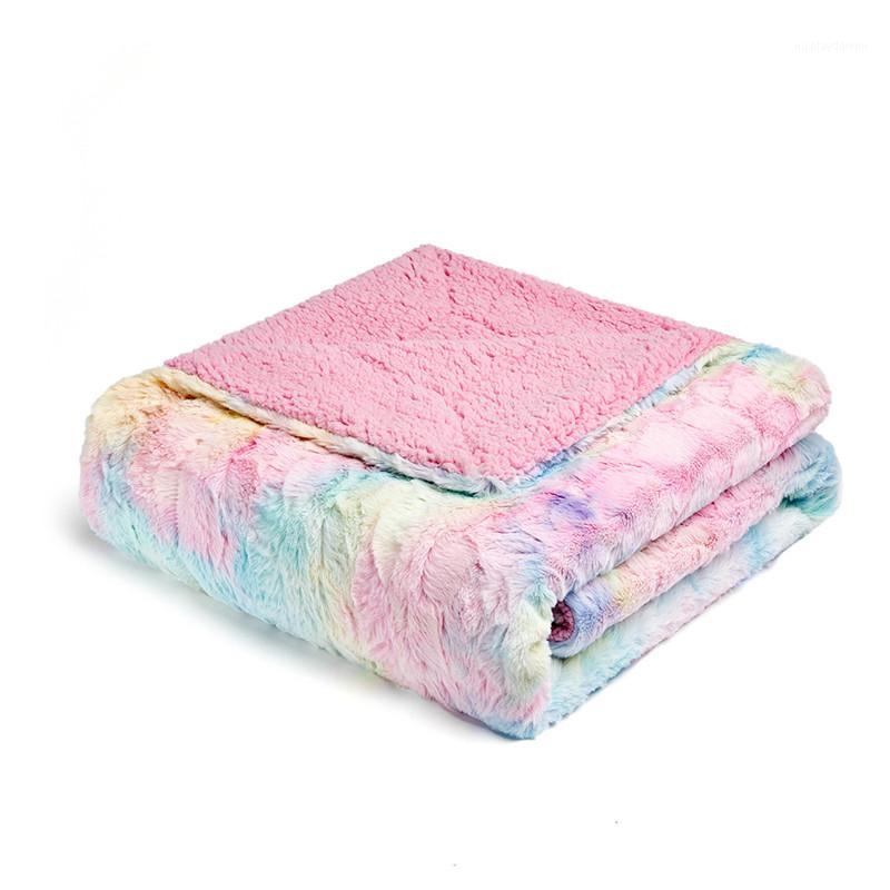 

Rainbow Flannel Blanket Aircraft Sofa Use Office Children Blanket Super Soft Towel Travel Fleece Mesh Portable Car Cover1