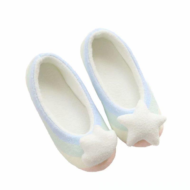 

Japanese Soft Cute Three-dimensional Five-pointed Nebula Home Shoes Ladies Indoor Slippers Winter Warm Soft Bottom Non-slip, White