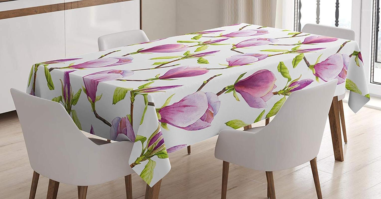 

Decor Tablecloth Blooming Magnolias Summer Season Soft Pastel Color Country Flowers Home Dining Room Kitchen Table Cover1, As pic