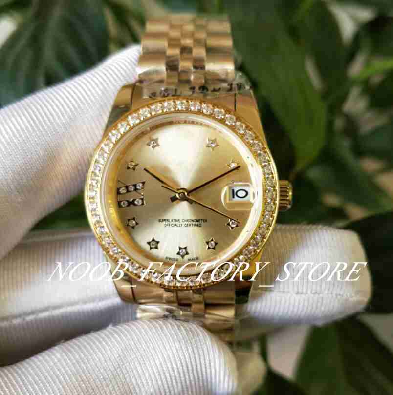 

Factory Sales Women Automatic Movement 31MM LADIES SS/18K GOLD DIAMOND Bezel Dial With Original Box Diving Dress Gift Watch, 01