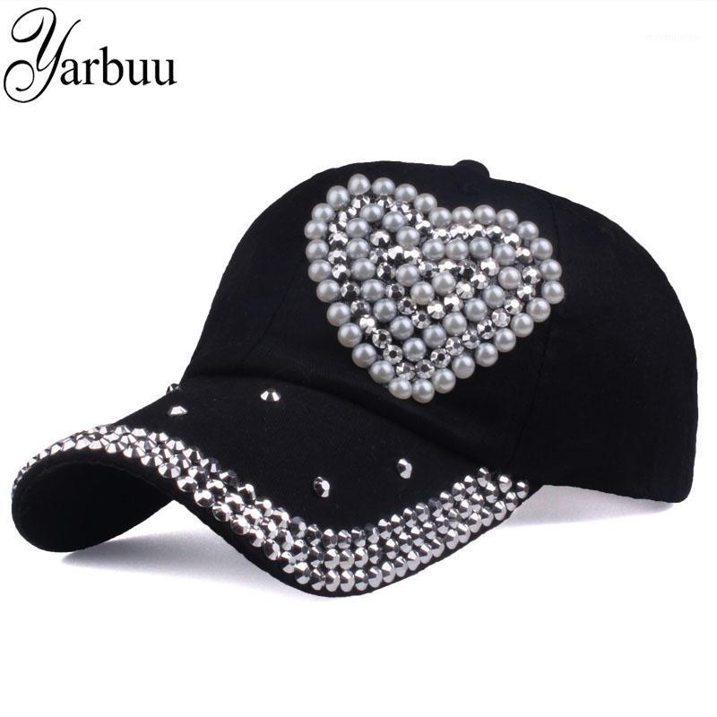 

[YARBUU] new fashion high quality baseball caps Rhinestone Semicircle Pearl cap hat for women Love style snapback hats female1, Colour 3