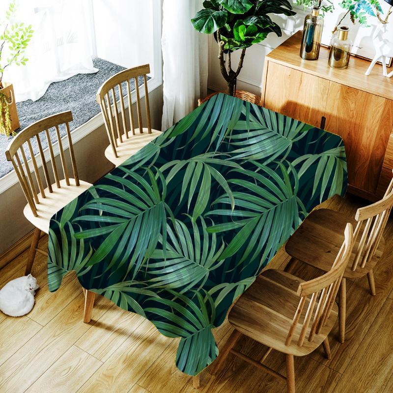 

Green Plant Printing Tablecloth Rainforest Leaf Pattern Polyester Waterproof Table Cloth for Wedding Party Table Cover1