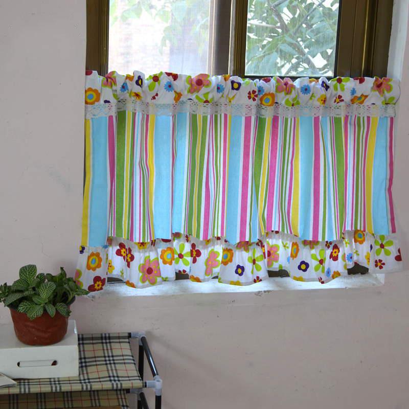 

Striped Valance Curtains Multicolor Canopy Window Fringe Curtain Kitchen Door Short Curtains for Kids Bedroom Roman Blinds