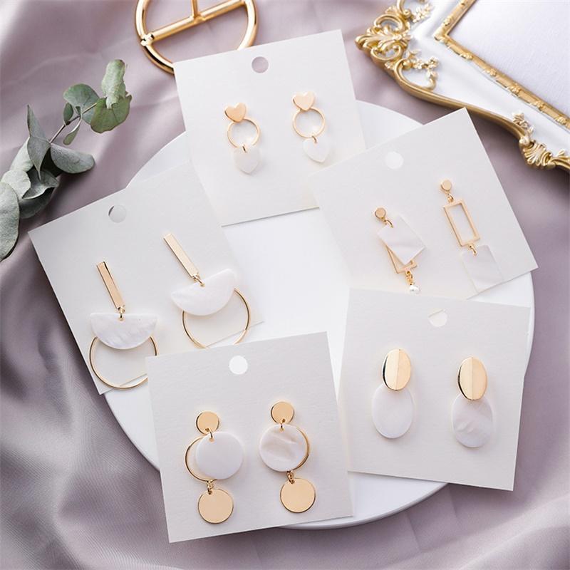 

3* Hot Korean Vrsion of the Handmade Heart-shaped Round White Shell Earrings Ladies Summer Cold light Geometric Earrings Jewelry1