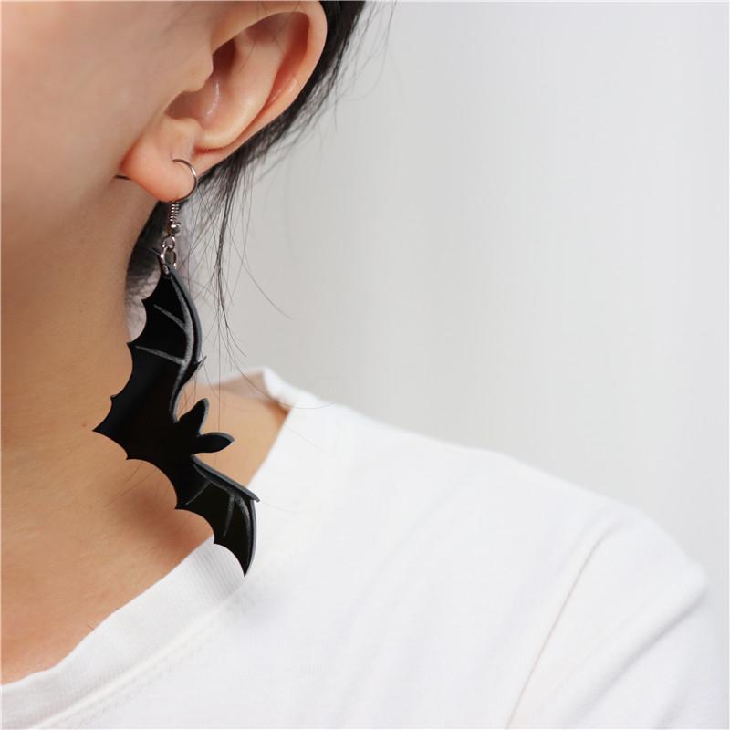 

KUGUYS 2020 Sept. Halloween Dark Jewellry Drop Earrings for Women Black Bats Dangle Earring Girls Trendy Jewellry