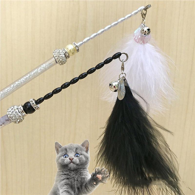 

Hot Sale Cats Toys Funny Cats Toys Teaser Wand Colorful Feather Teaser for Interactive Stick Funny Kitten Pet 1PC