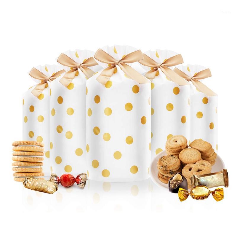 

50 Pcs Candy Cookies Plastic Drawstring Gift Bags Gold Dot Treat Bags for Birthday Party Snack Wrapping Wedding Gift Party Favor1