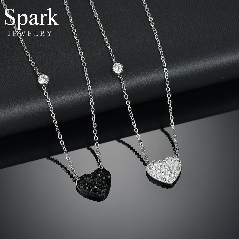 

Spark Noble CZ Zirconia Love Heart Pendant Necklace Stainless Steel Clavicle Necklaces For Women Charm Jewelry Engagement Gifts