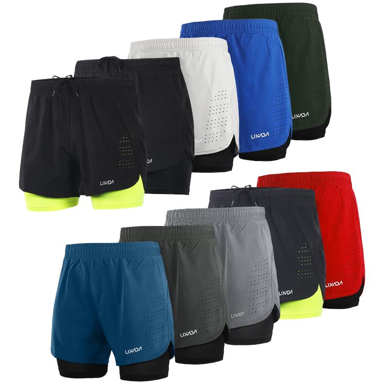 

Lixada Men' 2-in-1 Running Shorts Quick Drying Breathable Active Training Exercise Jogging Cycling Shorts for Fitness Marathon