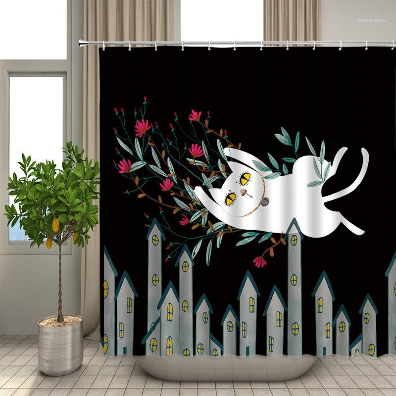 

Cartoon Cat Bear Giraffe Shower Curtains Waterproof Polyester Fabric Animals Bath Curtain Bathroom Bathtub Bathing With Hooks1