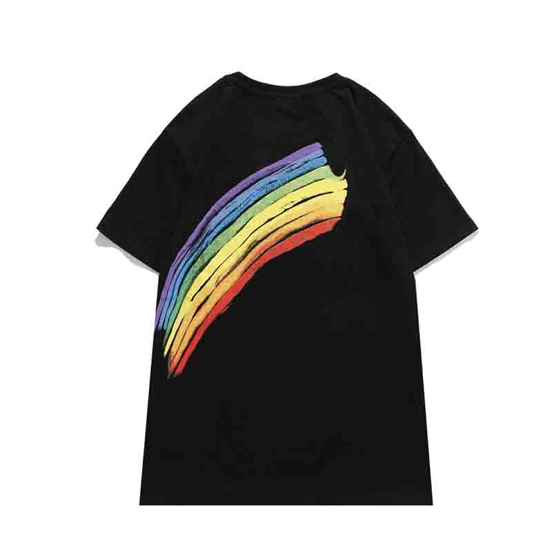 

mens t shirt fashion new couple t-shirt women rainbow pattern t-shirts casual men breathable crew neck shirt size s-2xl, White;black
