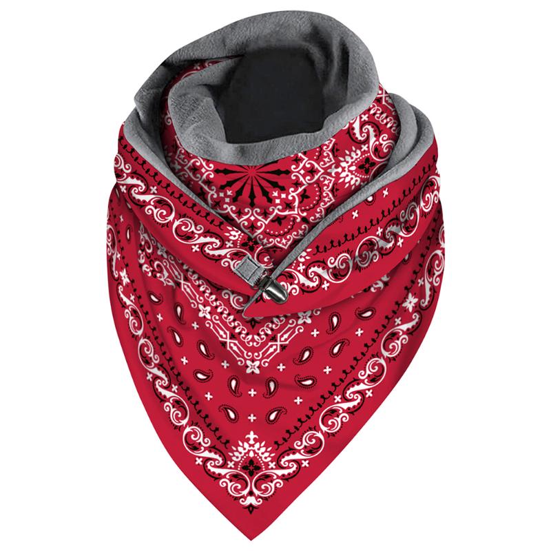 

Scarves Fashion Women Floral Leopard Printed Fleece Scarf Winter Warm Wrap Ski Sportswear Triangle