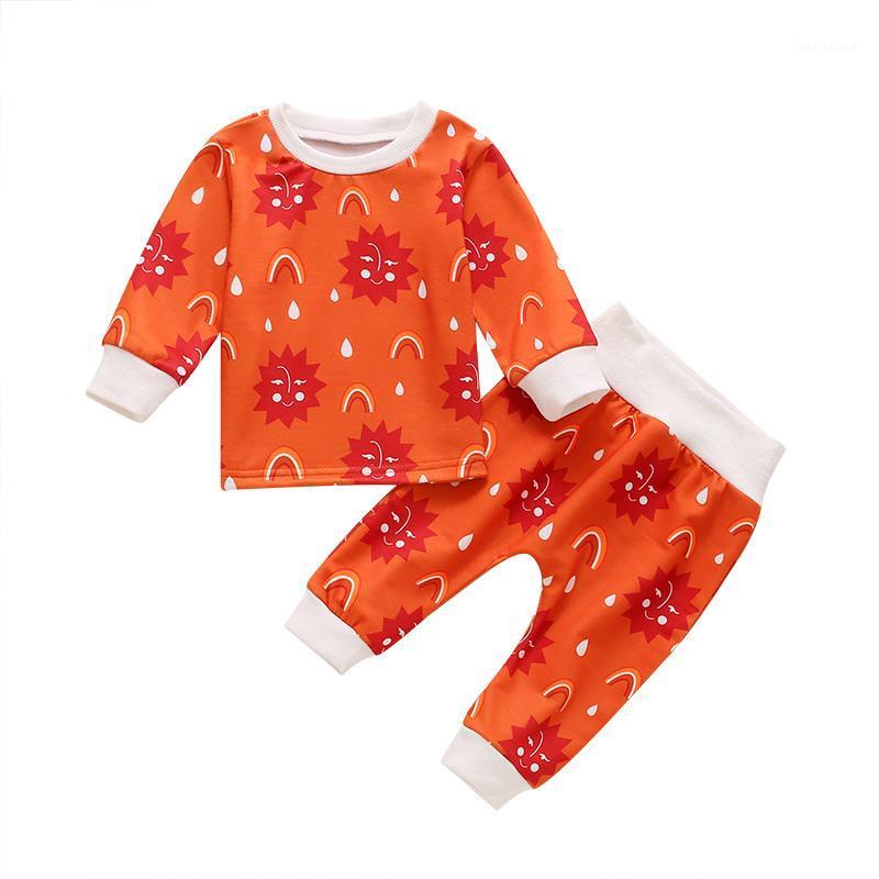 

Wallarenear 0-24M Toddler Baby Girl Fall Shirt Pants Suit Rainbow Printed O-Neck Long Sleeve Top Sports Running Jogger Trousers1, As pic