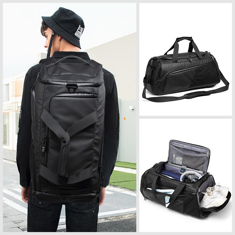 

Tote bag men outdoor high-capacity dry and wet separation bag fitness custom yoga travel, Black