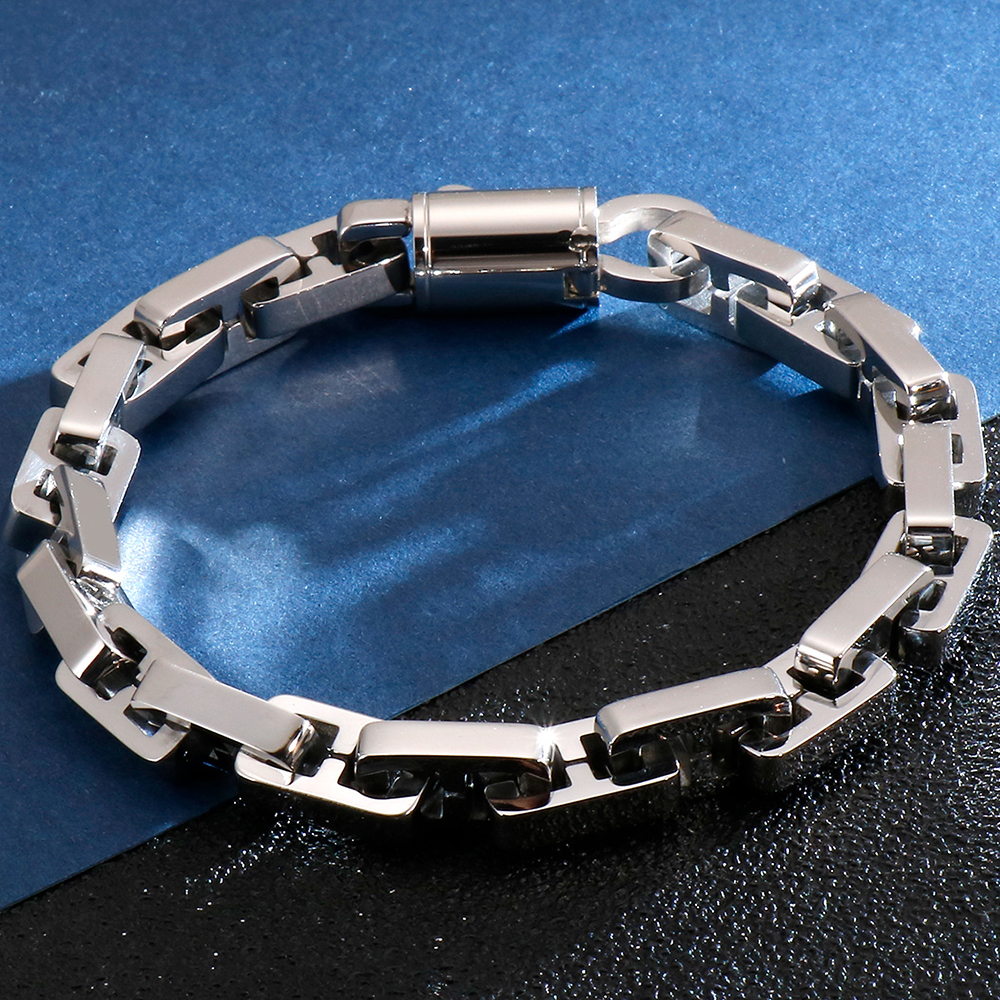

Hiphop 8MM Chain Bracelet Men Metal Solid 316L Stainless Steel Mens Friendship Bracelets Link 2020 Male Jewellery Accessories W1218
