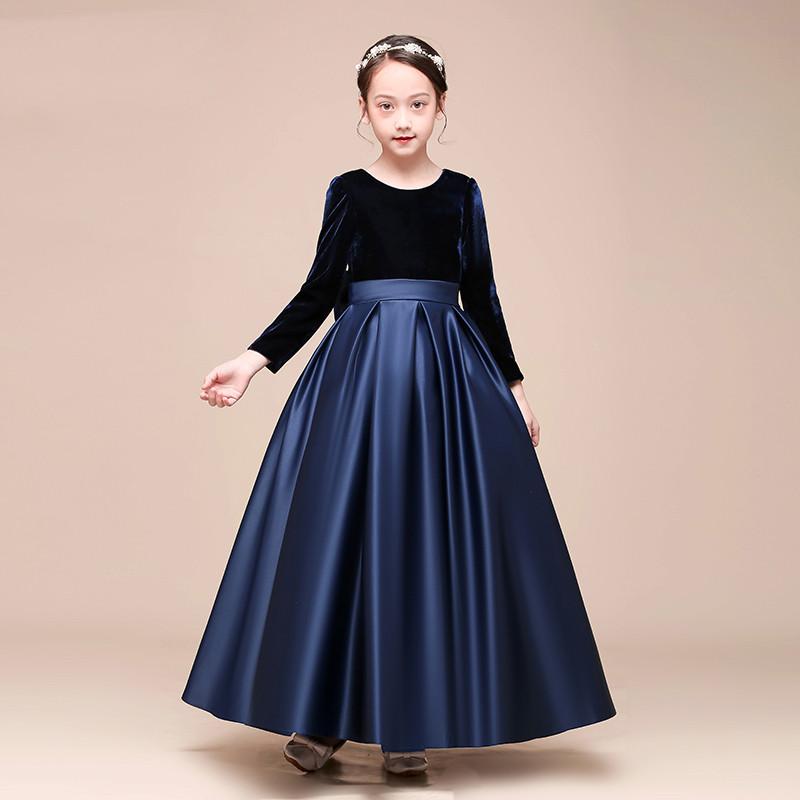 

Girl's Dresses Performance Dress Golden Velvet Long Sleeved Princess Skirt, Red;yellow