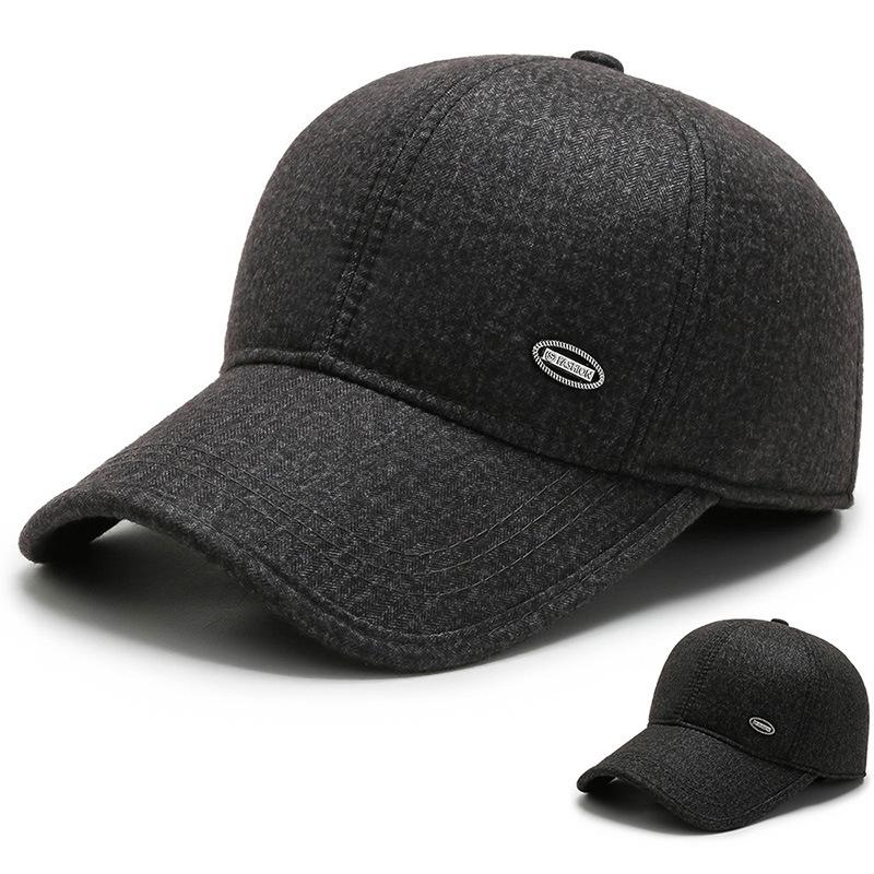 

Men's Baseball Cap Winter Cold Proof Outdoor Fashion Sports Sunshade Leisure Hip Hop Cap Ear Protection Sun Hat, Black